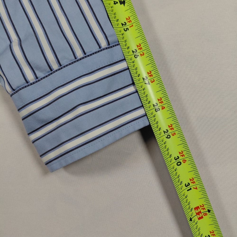 Ezra Fitch Abercrombie & Fitch Mens Large Blue Striped Long Sleeve Button Down - Picture 11 of 12